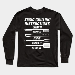 Basic Grilling Instructions B&W Long Sleeve T-Shirt